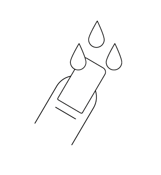 black and white icon of fingernail with nail drops of water