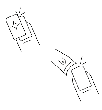 black and white icons: the first one shows a nail strip being applied to a nail; the second one shows trimming the nail strip with nail clippers.